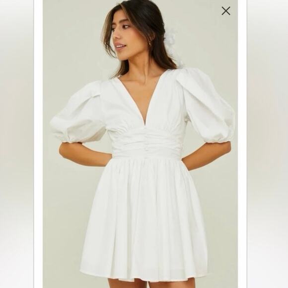 Altar'd State Dresses & Skirts - Altar'd State Miya White Puff Sleeve Mini Dress Cotton Size Extra Small NWT